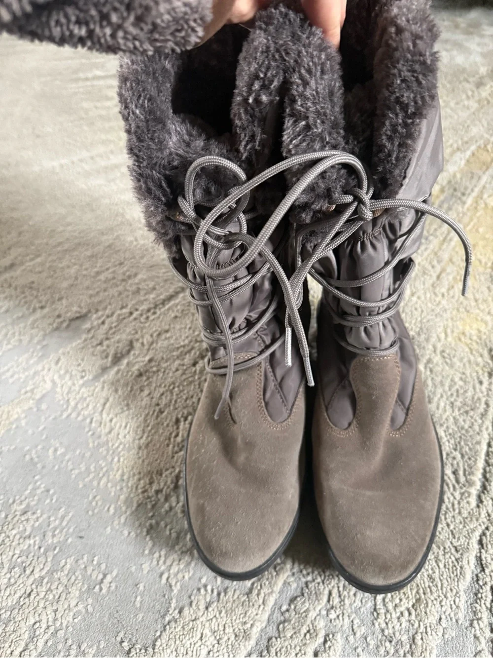 Pajar Celine Boots Winter Snow Boot gray lace up waterproof suede 39 / 8